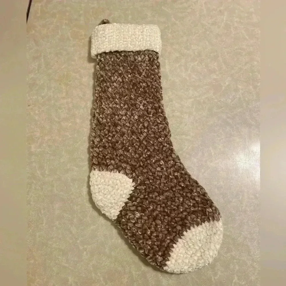 Velvet Christmas Stockings Neutral Brown(s)‎ Handmade - Farmhouse Stocking